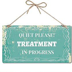 CREATCABIN Quiet Please Hanging Signs and Plaques Funny Treatment in Progress Wall Art Sign Water Proof Home Decor Accessory Door Craft Artwork Gifts 11.8x6inch PVC