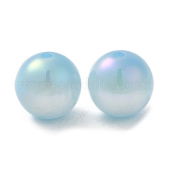 Iridescent Opaque Resin Beads, Candy Beads, Round, Light Sky Blue, 12x11.5mm, Hole: 2mm