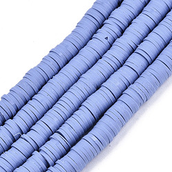 Handmade Polymer Clay Beads Strands, for DIY Jewelry Crafts Supplies, Heishi Beads, Disc/Flat Round, Cornflower Blue, 8x0.5~1mm, Hole: 2mm, about 350~387pcs/strand, 15.75 inch~16.14 inch(40~41cm)