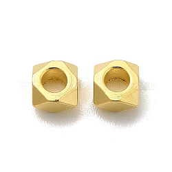 Perline in ottone, piombo & cadimo libero, quadrato, vero placcato oro 24k, 4x4x2.5mm, Foro: 2 mm