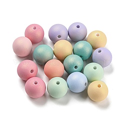 Perles en plastique ABS, de Style caoutchouté, ronde, couleur mixte, 16x15mm, Trou: 2.5mm