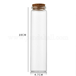 Bouteille en verre, avec bouchon en liège, souhaitant bouteille, colonne, clair, 4.7x18 cm, capacité: 240 ml (8.12 oz liq.)