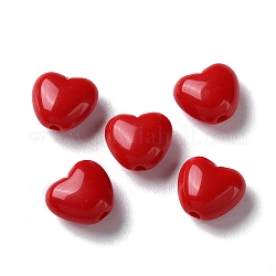 Perline acrilico opaco, cuore, firebrick, 9x10x5.5mm, Foro: 1.5 mm