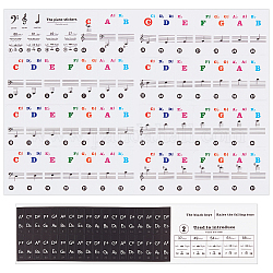 Adesivi per tastiera di pianoforte, etichette adesive in carta rimovibili, per i bambini principianti, colorato, 60~196x241~270x0.2mm, su 2 pc / insieme