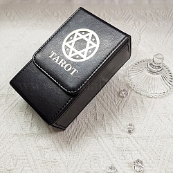 Aufbewahrungsbox für Tarotkarten aus PU-Leder, Kartenhalter, Rechteck, zur Aufbewahrung von Hexenartikeln, Schwarz, 12.2x7.4x3.4 cm