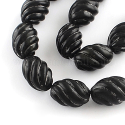 Hebras de abalorios de piedra de obsidiana tallada naturales, oval, 26x18mm, agujero: 1 mm, aproximamente 16 pcs / cadena, 15.7 pulgada