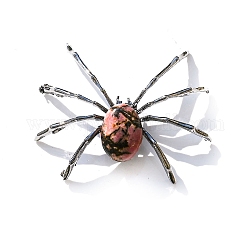 Natürliche Rhodonit-Ausstellungsdekoration, mit Spinnenformhalter aus Metall, für die Desktop-Dekoration zu Hause, 48x55 mm