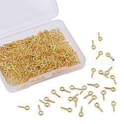 Eisenschraube Ösenstift Heringe Kautionen, für die Hälfte gebohrt Perlen, golden, 10x4x1 mm, Bohrung: 2 mm, 300 Stück / Karton