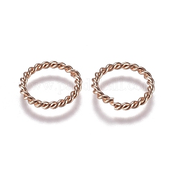304 anelli di salto in acciaio inox, anelli di salto aperti, ritorto, oro roso, 12x1.4 mm, diametro interno: 9 mm