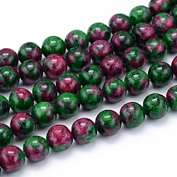 Rubí sintético en hilos de perlas de zoisita, teñido, redondo, 10mm, agujero: 1 mm, aproximamente 38 pcs / cadena, 15.7 pulgada