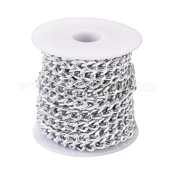 Cadenas del encintado de aluminio, cadenas de corte de diamante, sin soldar, facetados, plata, 8.5x5.5x1.6mm