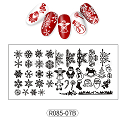 Rostfreie Nail Art Stempelplatten, Nagel Bild Vorlage Werkzeug, DIY Nagellack Druck Maniküre, Rechteck, Weihnachtsmann, 120x60 mm