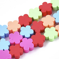 Handmade Polymer Clay Beads Strands, Flower, Colorful, 9x9x4~5mm, Hole: 1.5mm, about 40pcs/strand, 14.3 inch