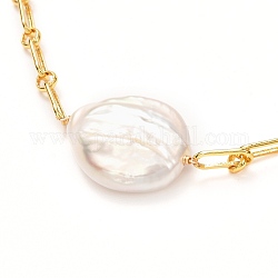 Collier pendentif perle baroque naturelle pour fille femme mère, collier chaîne figaro en laiton, or, 17-3/8 pouce (44 cm)