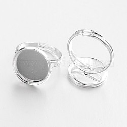 Регулируемые серебряные позолоченные латунные кольца, лоток : 12 мм, 16 мм