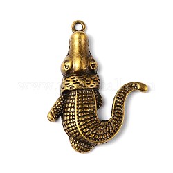 Antique Bronze Tibetan Style Crocodile Pendants, Lead Free & Nickel Free, 44x32x5mm, Hole: 2mm