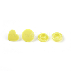 Resin Snap Button, Cotton-padded Clothes Coat Down Jacket Buckle, Heart, Yellow, 10~12x2~3mm