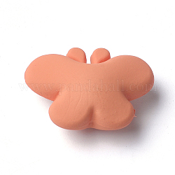 Acrylic Shank Buttons, Rubberized, 1-Hole, Butterfly, Coral, 28.5x21x13mm, Hole: 4mm