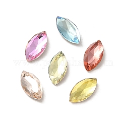 Glass Rhinestone Cabochons, Point Back & Back Plated, Faceted, Horse Eye, Mixed Color, 10x5x3mm