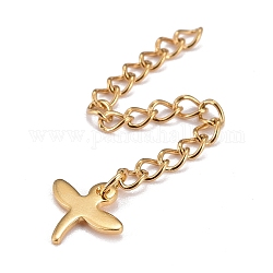 304 Stainless Steel Chain Extender, Curb Chain, with 202 Stainless Steel Charms, Dragonfly, Golden, 60mm, Link: 3.7x3x0.5mm, Dragonfly: 10x10.5x0.7mm