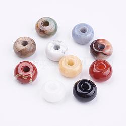 Pierres fines perles naturels européens, Perles avec un grand trou   , rondelle, 14x8mm, Trou: 4mm