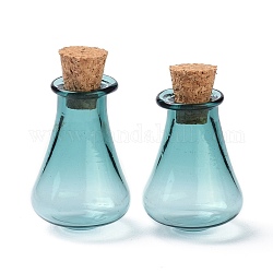 Glass Cork Bottles, Glass Empty Wishing Bottles, DIY Vials for Home Decorations, Dark Cyan, 17x27mm