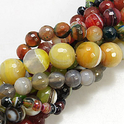 Chapelets de perles d'agate naturelle, facette, teinte, ronde, 6mm