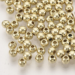 Ccb perline di plastica, per la creazione di gioielli fai da te, tondo, oro, 3x2.5mm, Foro: 1.2 mm, circa 1850pcs/20g