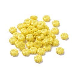 Opacos abalorios de acrílico de la flor, amarillo, 10x5mm, agujero: 1.5 mm, aproximamente 1560 unidades / 500 g