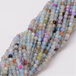 Agata naturale fili di perle, tinto, sfaccettato, tondo, azzurro acciaio chiaro, 4mm, Foro: 0.8 mm, circa 90~92pcs/filo, 14 pollice