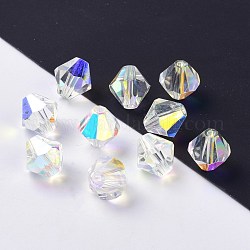 Imitation österreichischen Kristallperlen, Klasse aaa, facettiert, Doppelkegel, klar ab, 10x9~10 mm, Bohrung: 0.9~1.6 mm