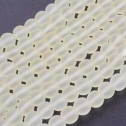 Chapelets de perles en verre transparent, mat, ronde, jaune verge d'or clair, 8mm, Trou: 1~1.6mm, Environ 99 pcs/chapelet, 31.4 pouce