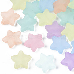 Transparent Frosted Acrylic  Beads, Star, Mixed Color, 13x14x5mm, Hole: 1.5mm, about 975pcs/500g
