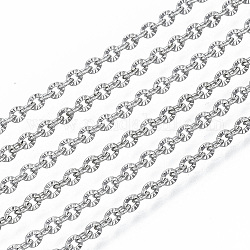 Cadenas de 304 acero inoxidable, cadenas de cable, cadenas de enlace, textura, con carrete, color acero inoxidable, 2.5x2x0.3mm, aproximadamente 82.02 pie (25 m) / rollo