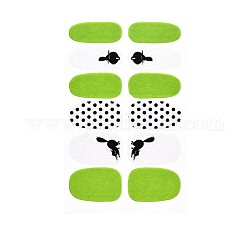 Наклейки для дизайна ногтей с авокадо, клубникой и цветами, блестящие порошковые наклейки, самоклеящийся, для украшения ногтей, зеленый лайм, 25.5x10~16.5 мм, 12шт / лист