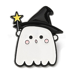 Эмалированная булавка Хэллоуин призрак ведьма, электрофорезная черная брошь из цинкового сплава для рюкзака, одежды, шляпа, 31x27x1.5 мм