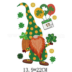 Saint Patrick's Day Theme PET Sublimation Stickers, Heat Transfer Film, Iron on Vinyls, for Clothes Decoration, Gnome, 220x139mm