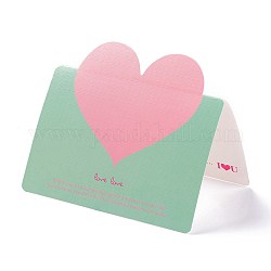 Coeur cartes de vœux, cartes d'amour pour la saint valentin, pour la fête de mariage d'anniversaire, rectangle, vert de mer foncé, 96x135x0.3mm, 50 pcs /sachet 