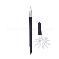 Kit de cuchillo artesanal para tallar acero para artesanía en cuero, con hojas de cuchillo de repuesto, para manualidades artes, color acero inoxidable, 14 cm