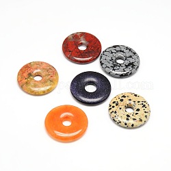 Пончики / пи-диск натуральный драгоценный камень большие подвески, смешанный камень, ширина пончика: 19.8 мм, 50x6 мм, отверстие : 10.5 мм