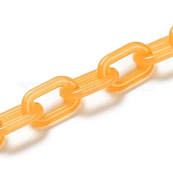 Chaînes de câble en acrylique imitation gelée à la main, pour la fabrication de bijoux, non soudée, ovale, orange, lien: 27x16.5x4 mm, 39.37 pouce (1 m)/fil