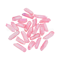 Chgcraft 23pcs galvanisierte natürliche Quarzkristallperlen, Nuggets, Stoßzahn Form, AB Farbe, gefärbt, rosa, 7~15x18~60 mm, Bohrung: 1 mm