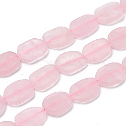 Granos naturales de abalorios de cuarzo rosa, esmerilado, forma de huevo, 19~21x14~15x5~6mm, agujero: 1 mm, aproximamente 20~22 pcs / cadena, 15.75 pulgada (40 cm)