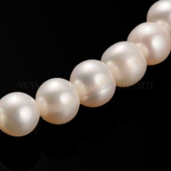 Natural Cultured Freshwater Pearl Beads Strands, Round, Bisque, 7~8mm, Hole: 0.8mm, about 61pcs/strand, 15.95inch