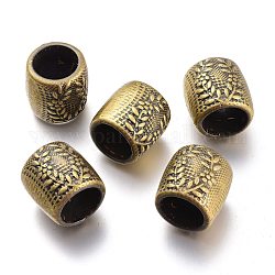 Ccb Kunststoff-Perlen, Spalte mit Blume und Blatt, Antik Bronze, 23.5~24x22 mm, Bohrung: 15 mm