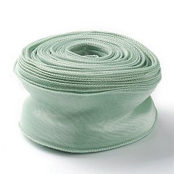 Ruban d'organza, ruban en mousseline de soie transparente, pour l'emballage de colis, pinces à cheveux accessoires fabrication, aigue-marine moyenne, 2-1/8 pouce (55 mm), environ 37.18~38.28 yards (34~35 m)/sac