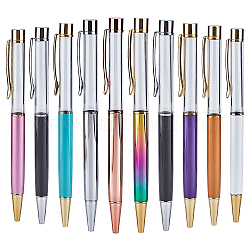 Gorgecraft Creative Empty Tube Black Ink Ballpoint Pens, for DIY Glitter Epoxy Resin Crystal Ballpoint Pen Herbarium Pen Making, Mixed Color, 140x10mm, 10 colors, 1pc/color, 10pcs/set