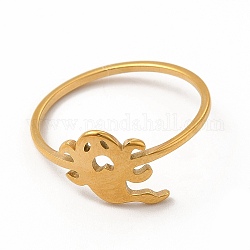 304 anello da dito fantasma scavato in acciaio inossidabile per donna, oro, diametro interno: 17.8mm