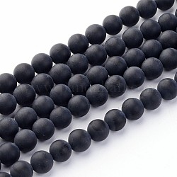 Grade naturel un brins de perles d'agate noire, ronde mat, 6mm, Trou: 1mm, Environ 65 pcs/chapelet, 15.5 pouce