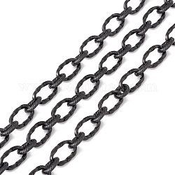 Placage ionique (ip) 304 chaînes à maillons ovales torsadés en acier inoxydable, non soudée, avec bobine, électrophorèse noir, lien: 7x11.5x1.5 mm, 6.8x8x1.5mm, environ 32.81 pied (10 m)/rouleau